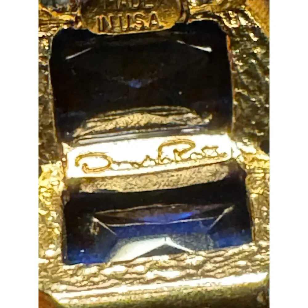 Oscar De La Renta Deep Blue Half Hoop Earrings
